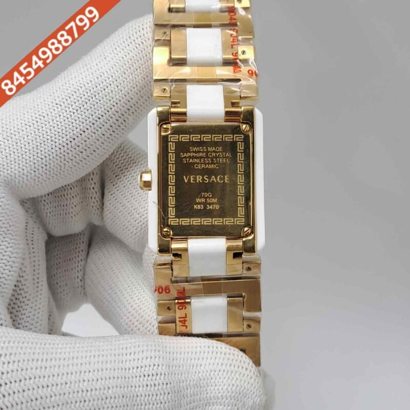 Versace Era Stainless Steel with Ceramic and Diamond Bezel Dual Tone Swiss Quartz Watch - Image 4
