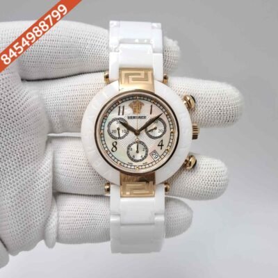 Versace Reve Chronograph White Dial White Stainless Steel Strap Swiss Automatic Watch