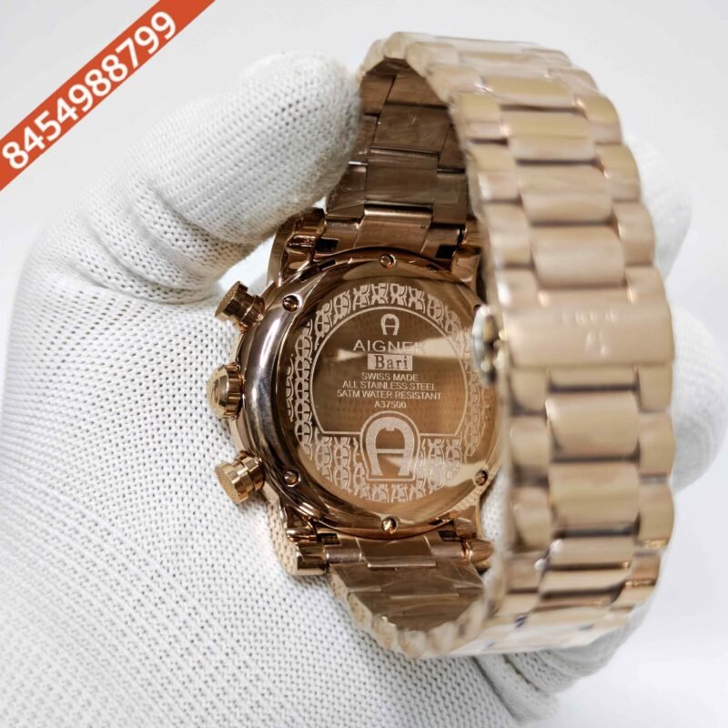 Aigner Bari Chronograph Steel Brown Dial Rose Gold Steel Strap Swiss Watch - Image 4