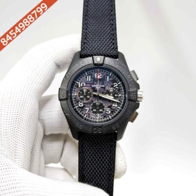 Breitling Avenger B01 Chronograph 44 Black Dial Black Leather Strap Swiss Automatic Watch