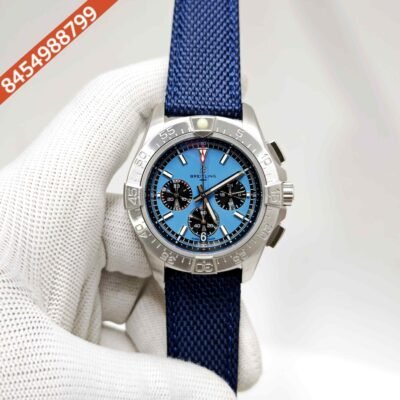 Breitling Avenger B01 Chronograph Steel 44 Blue Dial Blue Leather Strap Swiss Automatic Watch