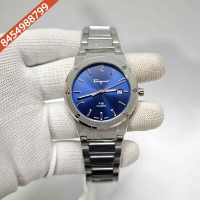 Ferragamo F-80 Classic Steel Blue Dial Stainless Steel Strap Swiss Watch