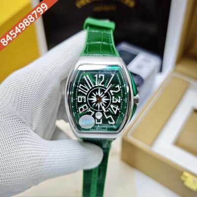 Franck Muller Vanguard V41 SC DT YACHT Steel Green Dial Green Leather Strap Swiss ETA Automatic Watch