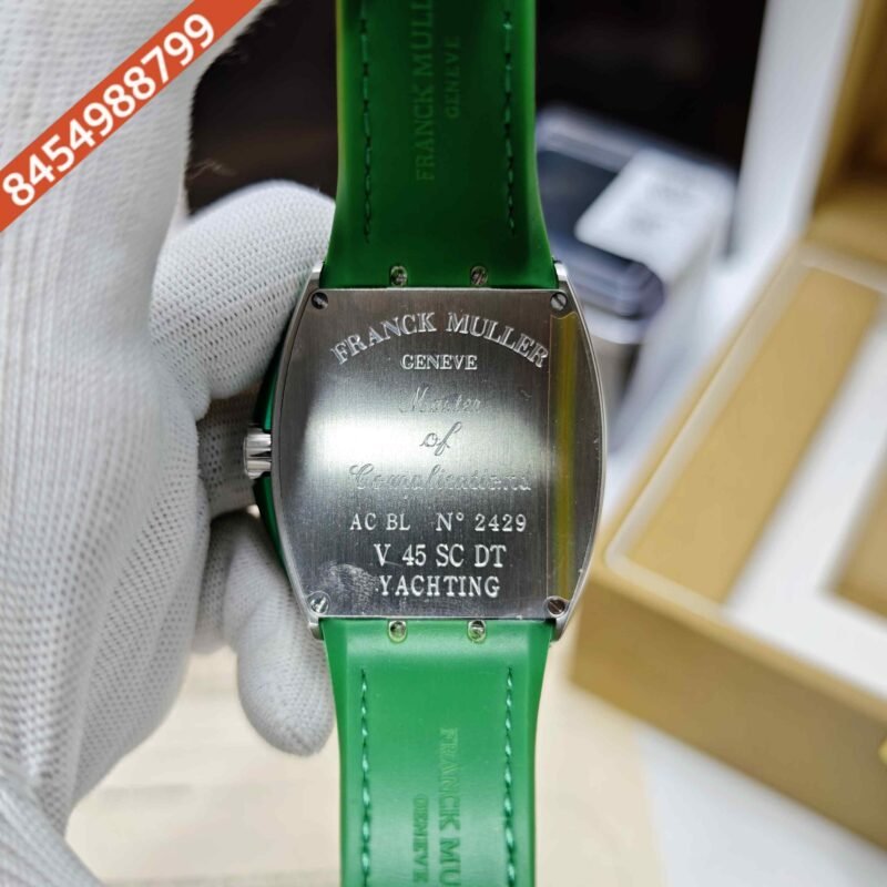 Franck Muller Vanguard V41 SC DT YACHT Steel Green Dial Green Leather Strap Swiss ETA Automatic Watch - Image 4