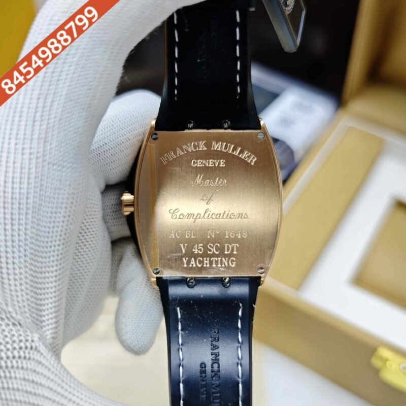 Franck Muller Vanguard V41 SC DT YACHT Rose Gold Black Dial Black Leather Strap Swiss ETA Automatic Watch - Image 4