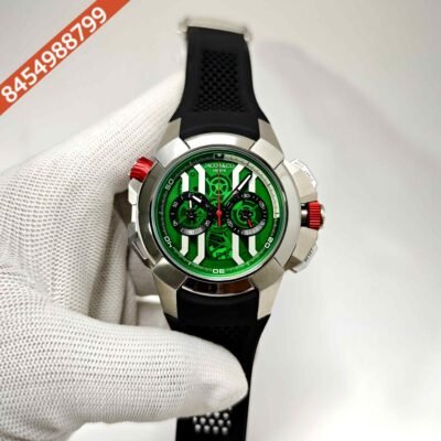 Jacob & Co Epic X Chronograph Green Dial Black Rubber Strap Swiss Watch