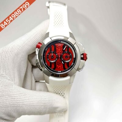 Jacob & Co Epic X Chronograph Red Dial White Rubber Strap Swiss Watch