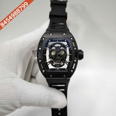 Richard Mille RM 052-01 Black Ceramic Skull Dial Black Strap Swiss Automatic Watch
