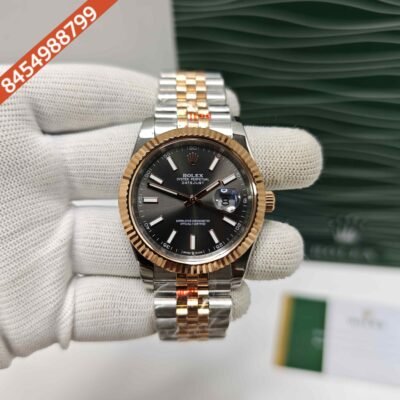 Rolex Date-Just Stick Marker Dual Tone Black Dial Semi ETA Swiss Automatic Watch