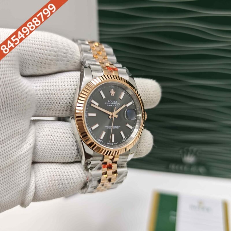 Rolex Date-Just Stick Marker Dual Tone Black Dial Semi ETA Swiss Automatic Watch - Image 3