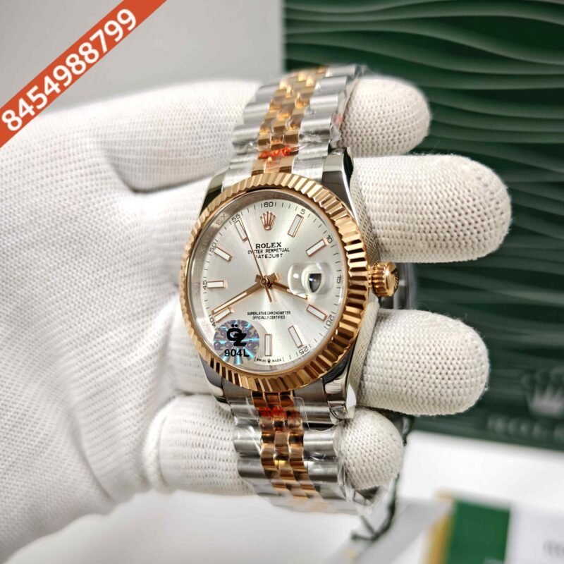 Rolex Date-Just Stick Marker Dual Tone White Dial Semi ETA Swiss Automatic Watch - Image 2