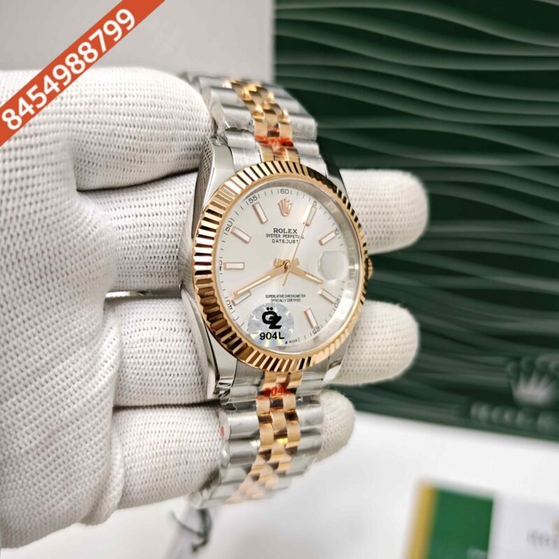 Rolex Date-Just Stick Marker Dual Tone White Dial Semi ETA Swiss Automatic Watch - Image 3