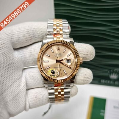 Rolex Date-just Rose Gold Dial Dual Tone Semi ETA Swiss Automatic Watch