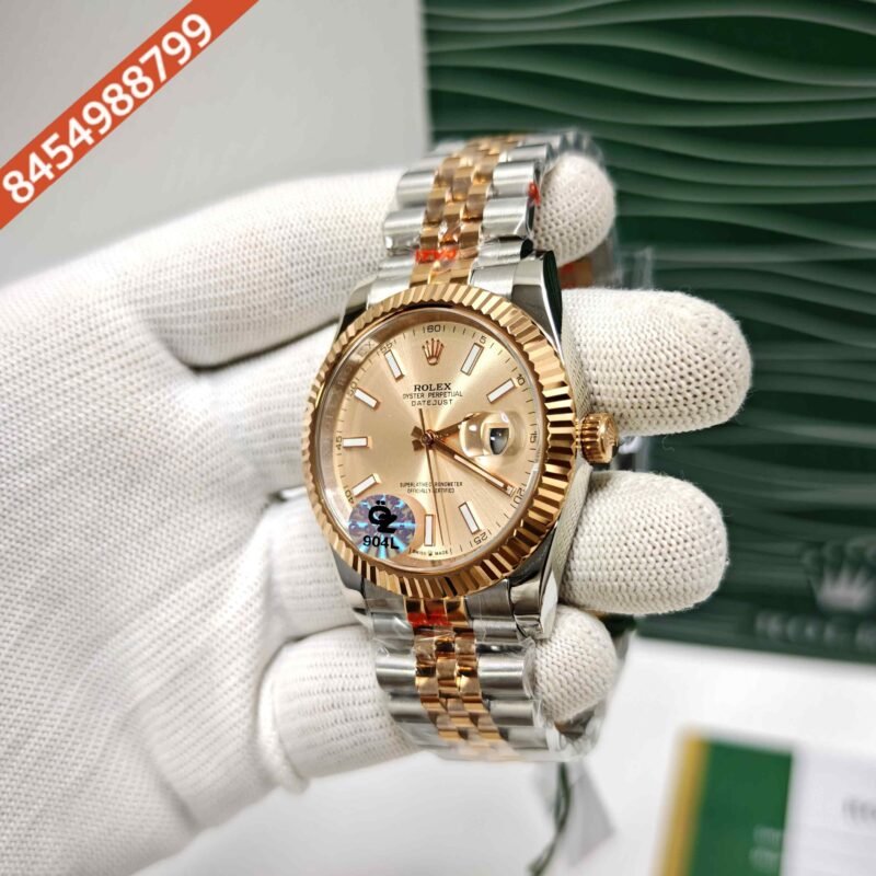 Rolex Date-just Rose Gold Dial Dual Tone Semi ETA Swiss Automatic Watch - Image 2