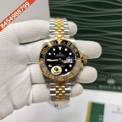 Rolex GMT-Master II Steel Black Dial Dual Tone Semi ETA Swiss Automatic Watch