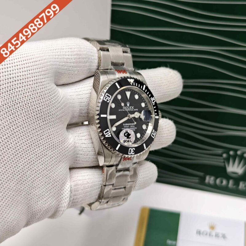 Rolex Submariner Steel Black Dial Swiss Semi ETA Automatic Watch (Premium Quality) - Image 3