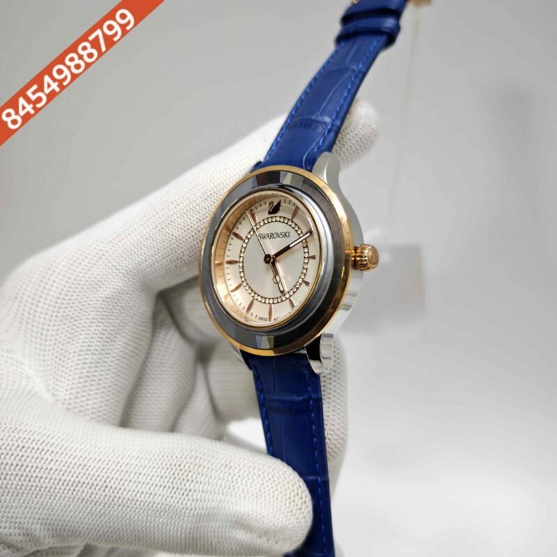 SWAROVSKI White Dial Blue Leather Strap Swiss Watch - Image 2