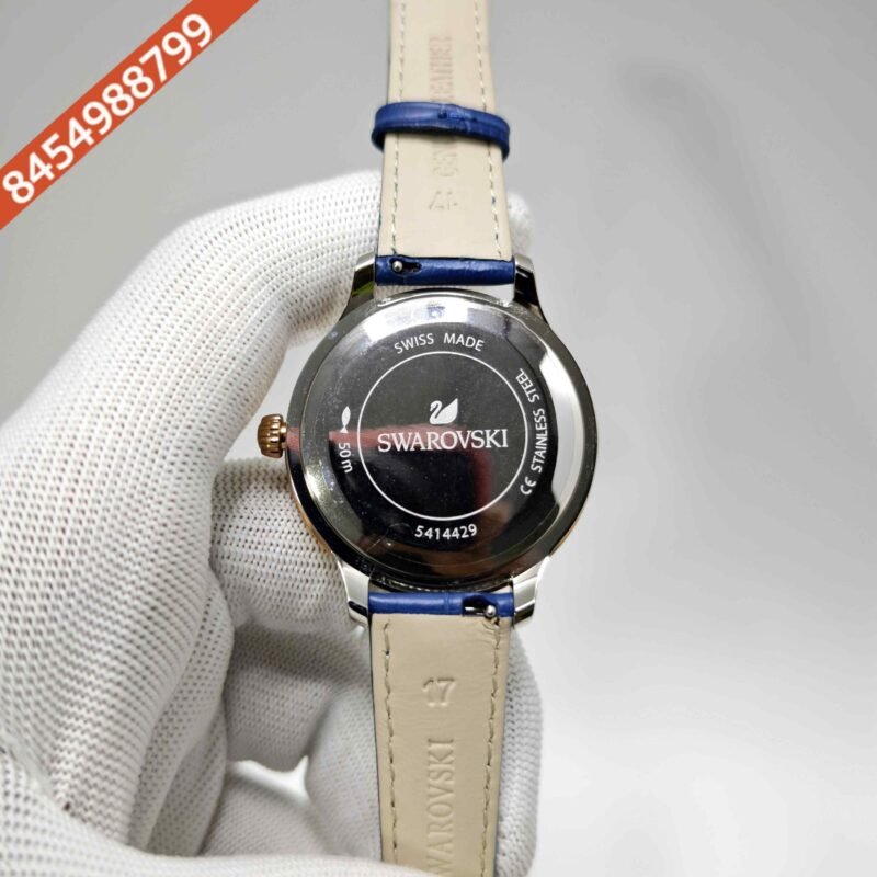SWAROVSKI White Dial Blue Leather Strap Swiss Watch - Image 4