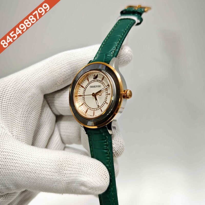 SWAROVSKI White Dial Green Leather Strap Swiss Watch - Image 2