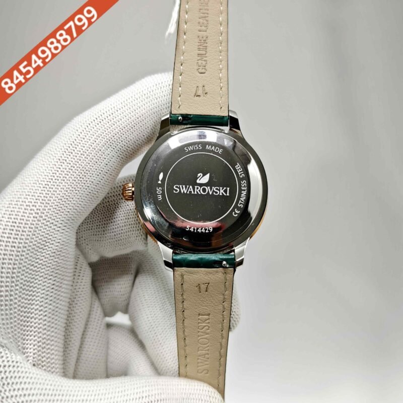 SWAROVSKI White Dial Green Leather Strap Swiss Watch - Image 4