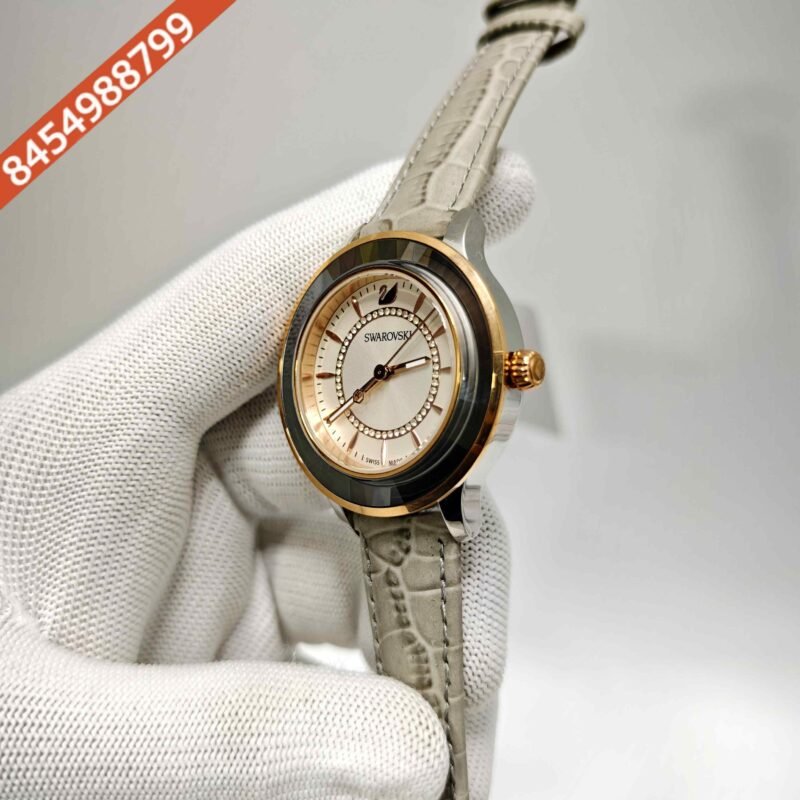 SWAROVSKI White Dial Grey Leather Strap Swiss Watch - Image 2
