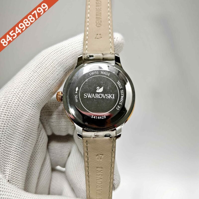 SWAROVSKI White Dial Grey Leather Strap Swiss Watch - Image 4