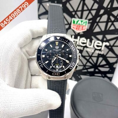 Tag Heuer Aquaracer Chronograph Steel Black Dial Black Rubber Strap Store Quality Swiss Automatic Watch