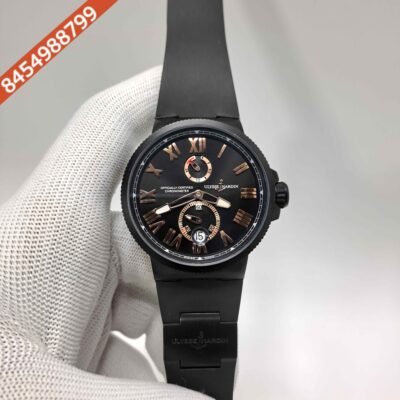 Ulysse Nardin Marine Chronometer Black Dial Black Rubber Strap Swiss Automatic Watch