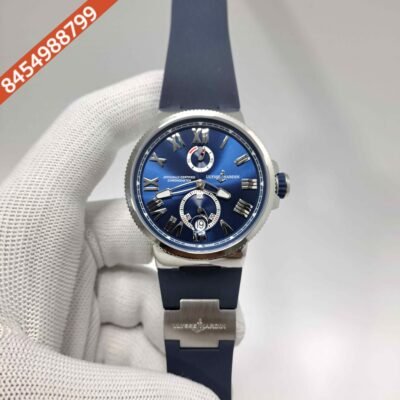 Ulysse Nardin Marine Chronometer Blue Dial  Blue Rubber Strap Swiss Automatic Watch