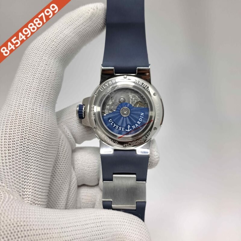 Ulysse Nardin Marine Chronometer Blue Dial  Blue Rubber Strap Swiss Automatic Watch - Image 4