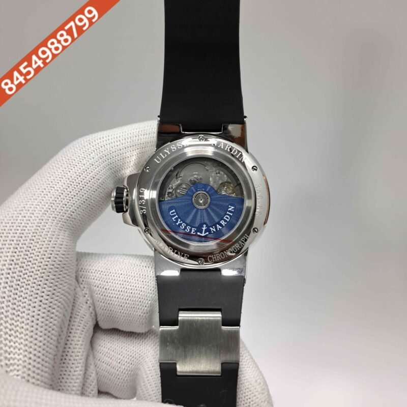 Ulysse Nardin Maxi Marine Chronometer Steel White Dial Black Rubber Strap Swiss Automatic Watch - Image 4
