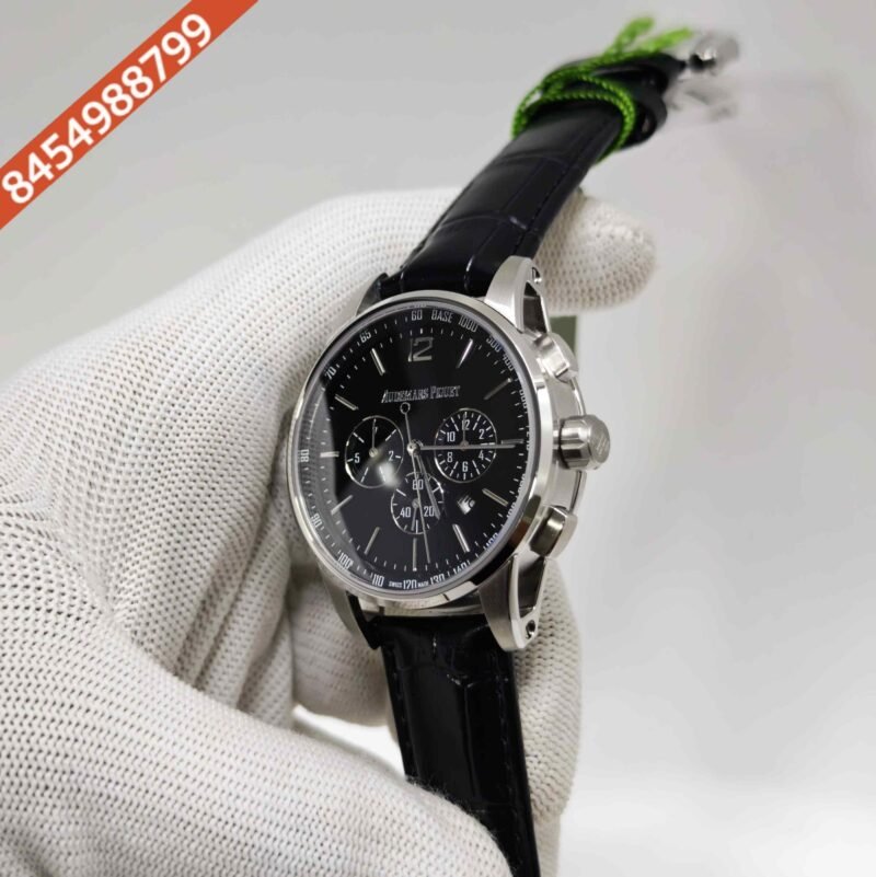 Audemars Piguet Code 11.59 Automatic Chronograph Steel Black Dial Leather Strap Swiss Automatic Watch - Image 2