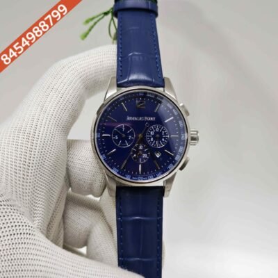 Audemars Piguet Code 11.59 Chronograph Steel Blue Dial Leather Strap Swiss Automatic Watch