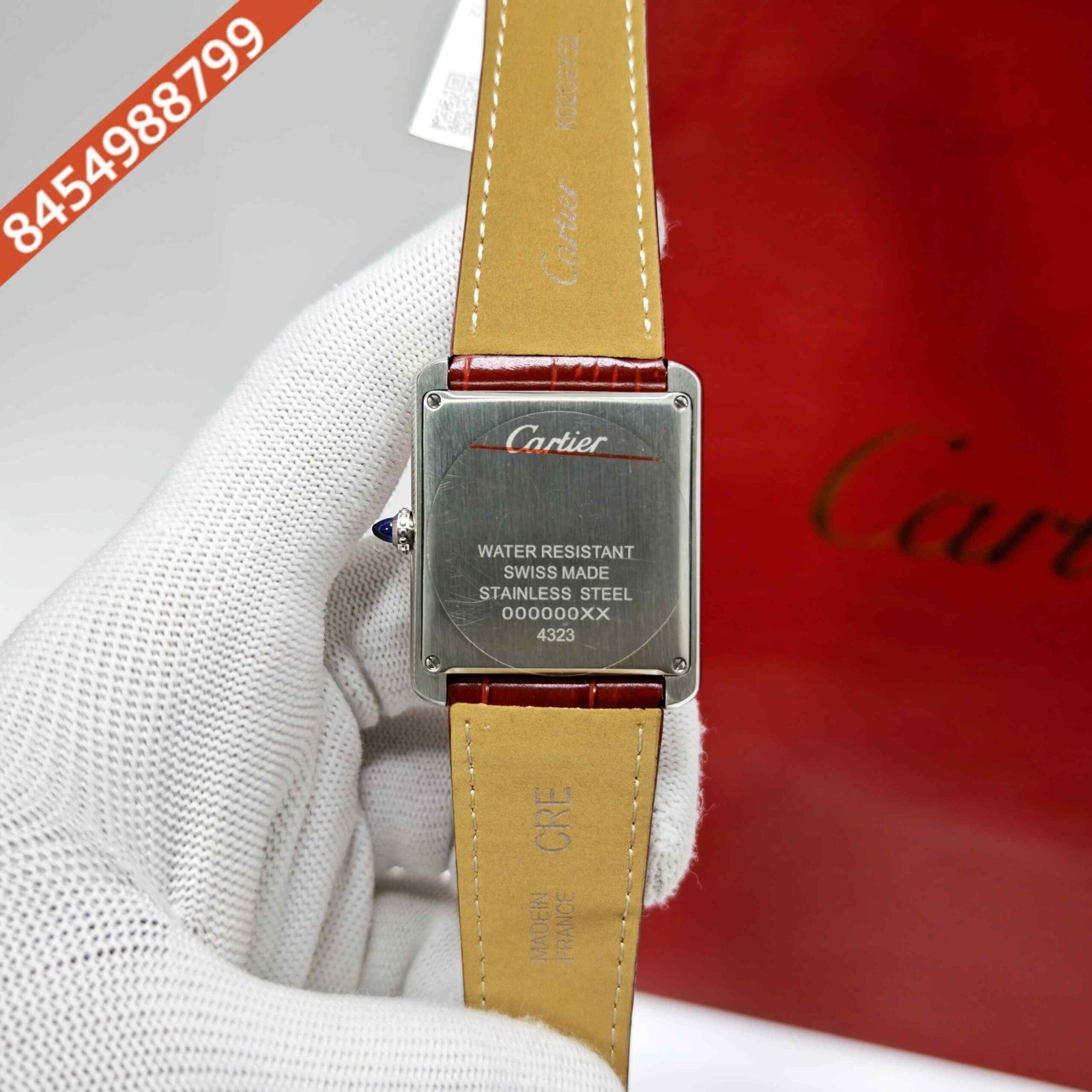 Cartier Tank Solo Steel Red Dial Leather Strap Swiss watch - Image 4