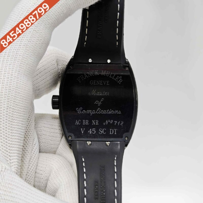 Franck Muller Vanguard Black PXL Black Dial Leather Strap Swiss Automatic Watch - Image 4
