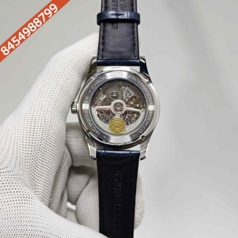 IWC Schaffhausen Portugieser Steel Blue Dial Leather Strap Swiss Automatic Watch - Image 4