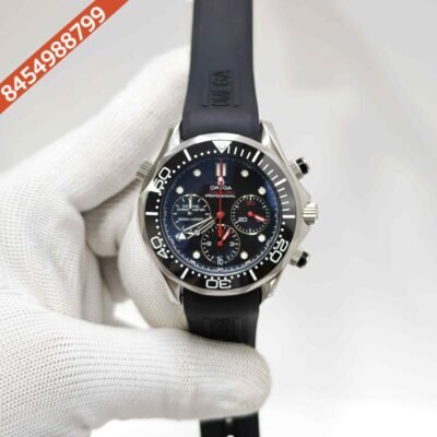 Omega Seamaster 300M Chronograph Steel Black Dial Silicone Strap Swiss Automatic Watch