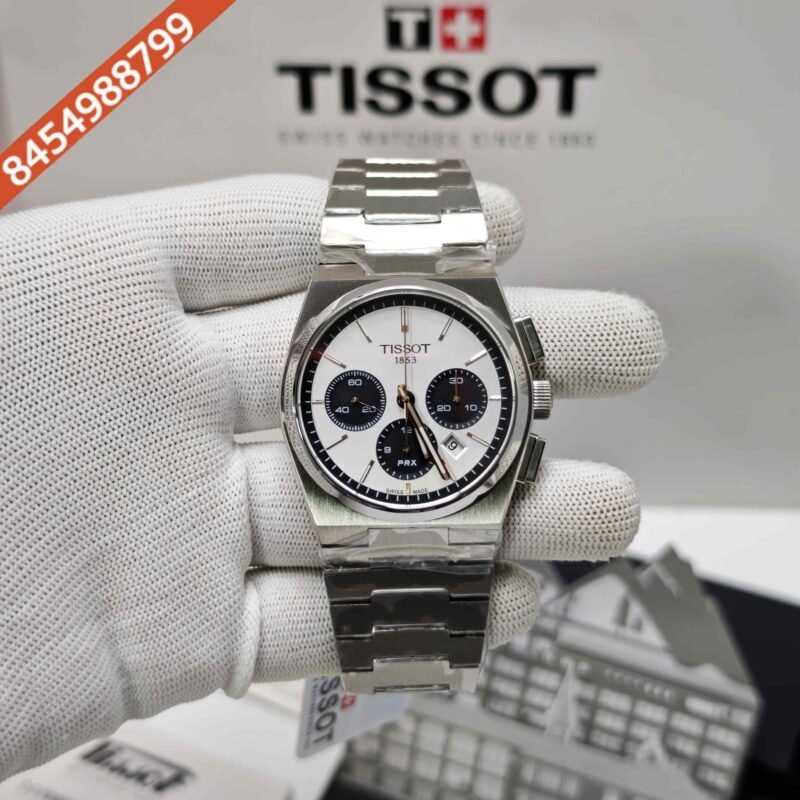 Tissot 1853 T-Classic PRX Steel Chronograph Rose Gold Sticks White Dial Store Quality Swiss Automatic Watch