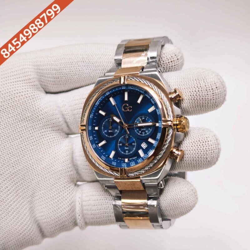 Gc IronClass Chronograph Rose Gold steel Blue Dial Dual Tone Strap Swiss Watch - Image 2