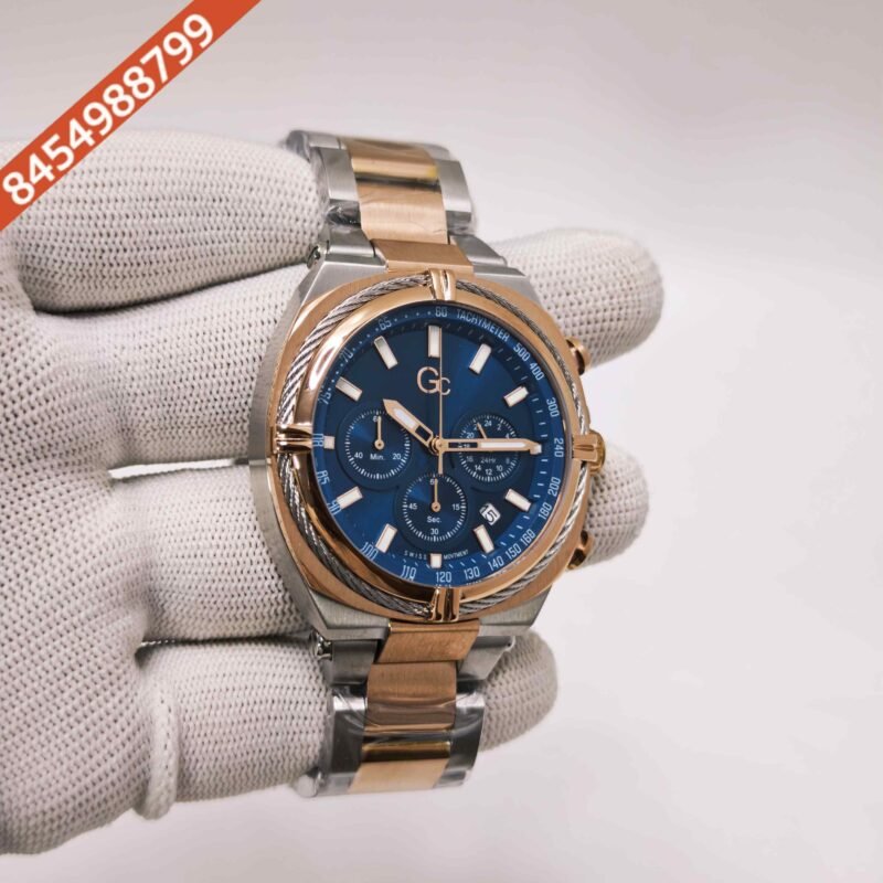 Gc IronClass Chronograph Rose Gold steel Blue Dial Dual Tone Strap Swiss Watch - Image 3