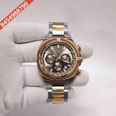 Gc IronClass Chronograph Rose Gold steel Brown Dial Dual Tone Strap Swiss Watch