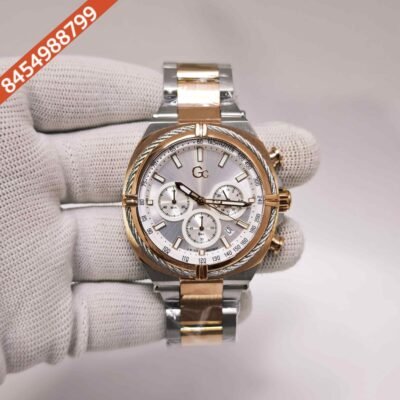 Gc IronClass Chronograph Rose Gold steel White Dial Dual Tone Strap Swiss Watch