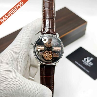 Jacob & Co. Opera Godfather Steel Brown Leather Strap Swiss Automatic Watch