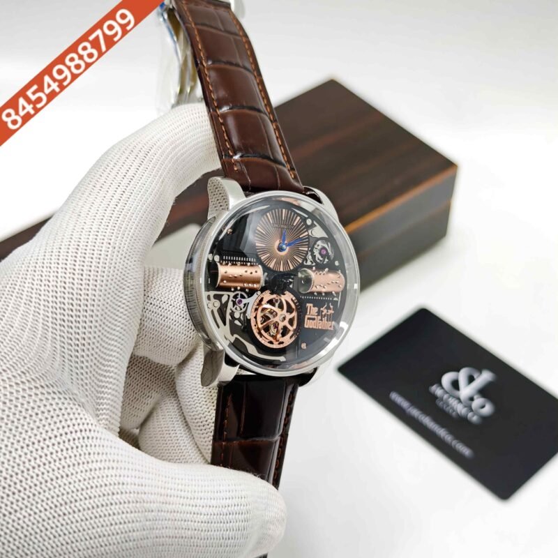 Jacob & Co. Opera Godfather Steel Brown Leather Strap Swiss Automatic Watch - Image 3