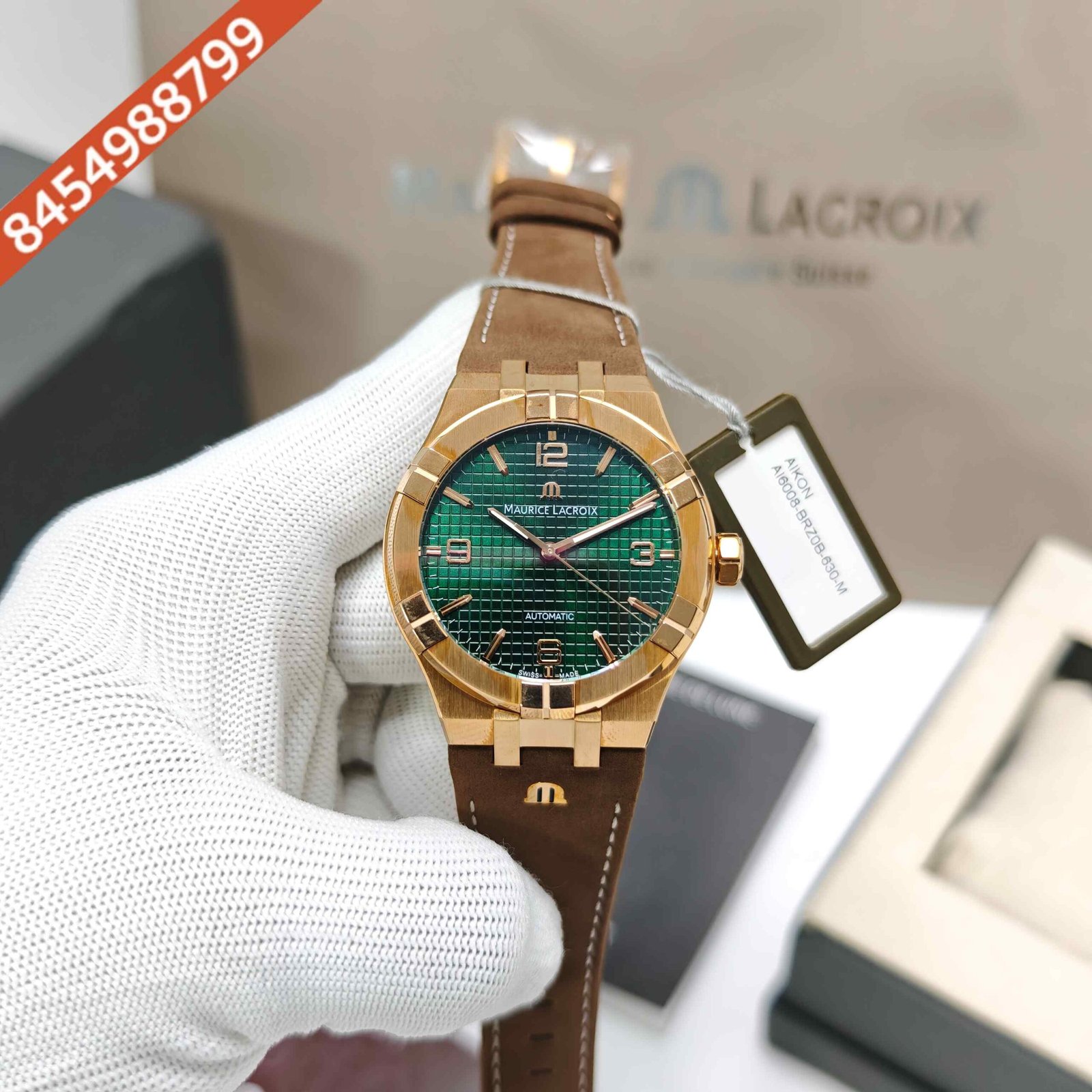 クロノス(購入前コメント必須） First Copy Maurice Lacroix Aikon Gold Green – Luxecartindia.in