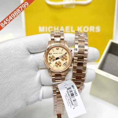 Michael Kors Chronograph MK7453 Golden Dial Steel Strap Swiss Watch