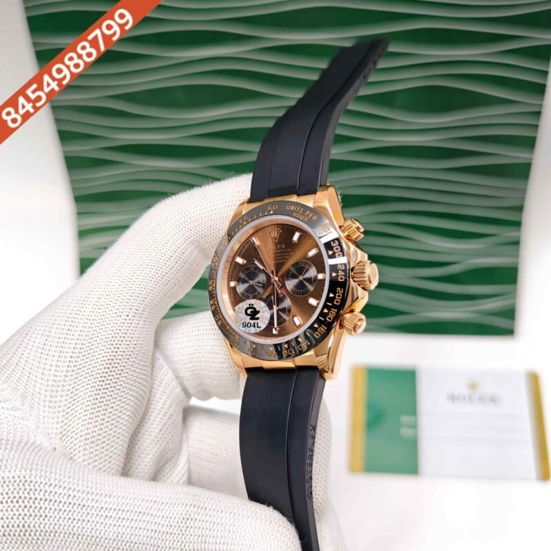 Rolex Oyster Perpetual Cosmograph Daytona Rose Gold Brown Dial Swiss Semi ETA Automatic Watch - Image 2