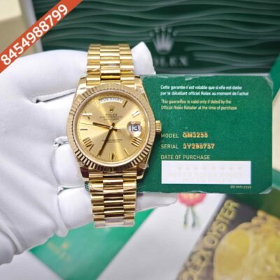 Rolex Oyster Perpetual Day-Date Full Golden Roman Marking Dial Swiss ETA Automatic Watch