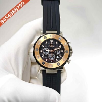 Gc DiverCode Chrono Y63005G7MF Steel Black Dial Black Rubber Strap Swiss Watch