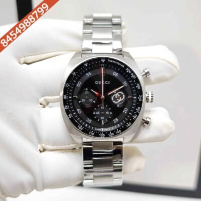 Gucci Interlocking Chronograph Steel Black Dial Swiss Automatic Watch
